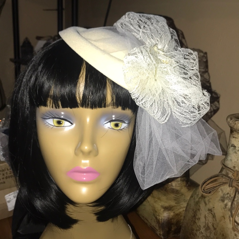 Pill Box Hat french veil fascinator hair clip